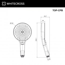Душевая лейка 3 режима WHITECROSS TOP-CPB брашированная медь