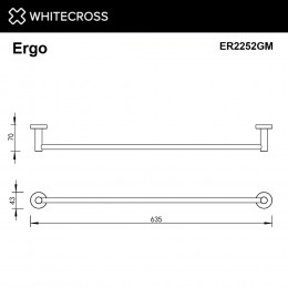 Полотенцедержатель 600 мм. WHITECROSS Ergo ER2252GM оружейная сталь