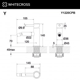 Смеситель для биде WHITECROSS Y Y1220CPB брашированная медь