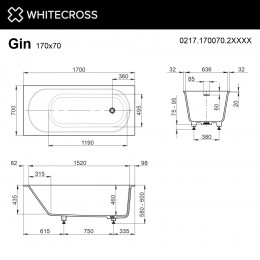 Ванна WHITECROSS Gin 170x70 RAL мат иск. камень