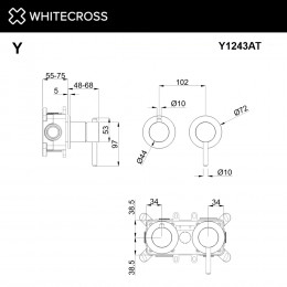 Смеситель скрытого монтажа на 3 потребителя WHITECROSS Y Y1243AT антрацит
