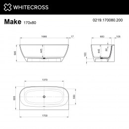 Ванна WHITECROSS Make 170x80 AERO бронза иск. камень