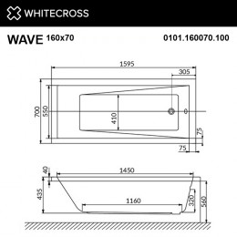 Ванна WHITECROSS Wave 160x70 RELAX белый