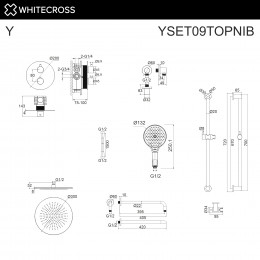 Термостатическая душевая система скрытого монтажа WHITECROSS Y YSET09TOPNIB брашированный никель
