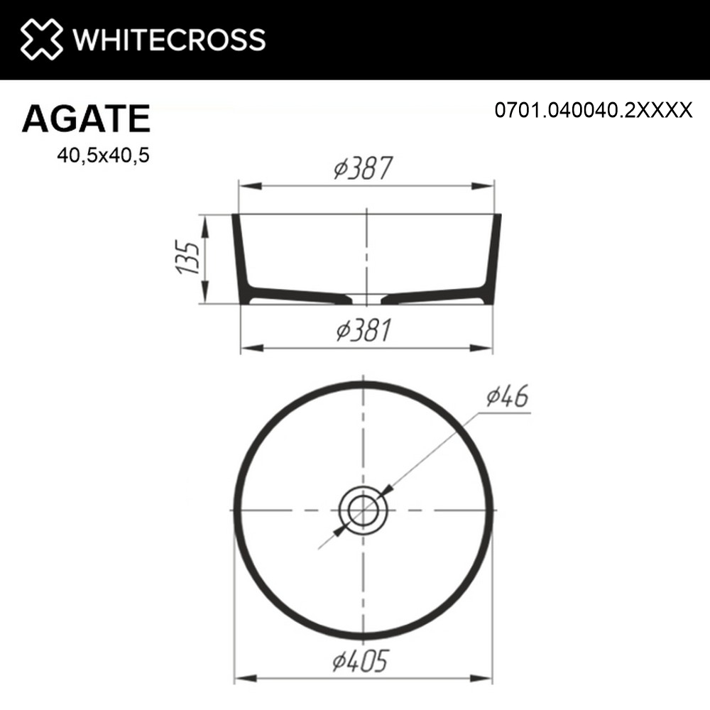 Умывальник WHITECROSS Agate D=40,5 RAL мат иск. камень