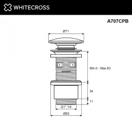Донный клапан WHITECROSS A707CPB брашированная медь