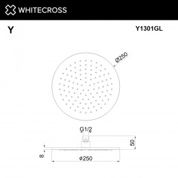 Верхний душ WHITECROSS D=25 см Y1301GL золото