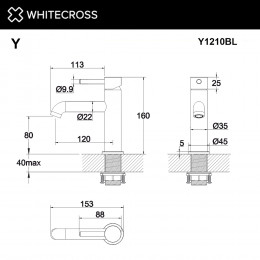 Смеситель для умывальника WHITECROSS Y Y1210BL черный мат