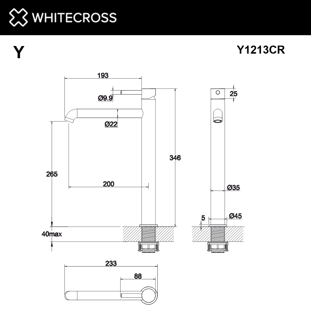 Смеситель для умывальника WHITECROSS Y Y1213CR хром