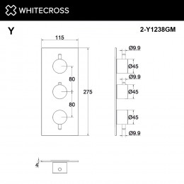 Внешняя часть смесителя на 3 потребителя WHITECROSS Y1238GM оружейная сталь