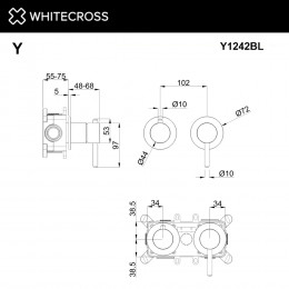 Смеситель скрытого монтажа на 2 потребителя WHITECROSS Y Y1242BL черный мат