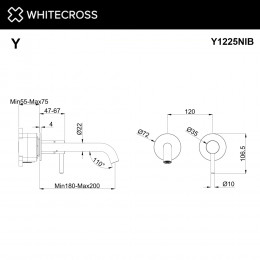 Смеситель для умывальника скрытого монтажа WHITECROSS Y Y1225NIB брашированный никель