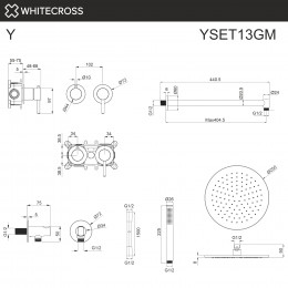 Система для душа скрытого монтажа WHITECROSS Y YSET13GM оружейная сталь
