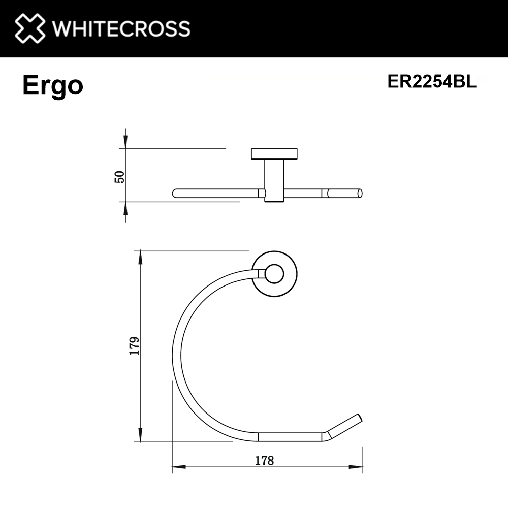 Полотенцедержатель кольцо WHITECROSS Ergo ER2254BL черный мат