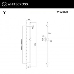 Штанга для душа WHITECROSS Y1020CR хром