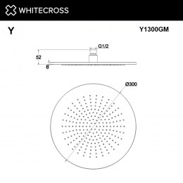 Верхний душ WHITECROSS D=30 см Y1300GM оружейная сталь