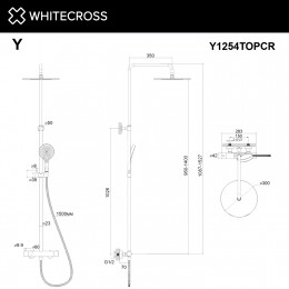 Термостатическая душевая система наружного монтажа, хром, WHITECROSS Y Y1254TOPCR