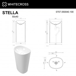 Умывальник WHITECROSS Stella 50x40 белый глянец иск. камень
