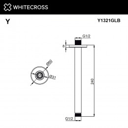 Кронштейн душевой потолочный WHITECROSS Y1321GLB брашированное золото
