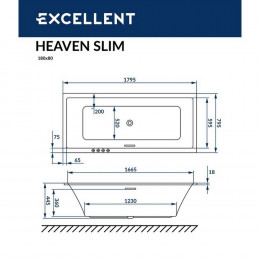 Ванна EXCELLENT Heaven Slim 180x80 NANO золото