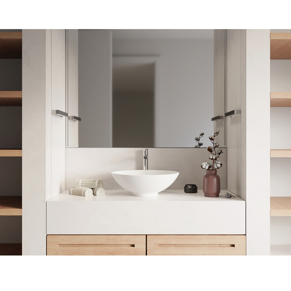 Умывальник WHITECROSS Jade D=40,5 белый мат иск. камень