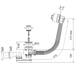 Слив-перелив WHITECROSS 60 см. золото