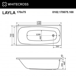 Ванна WHITECROSS Layla 170x75 LINE NANO золото