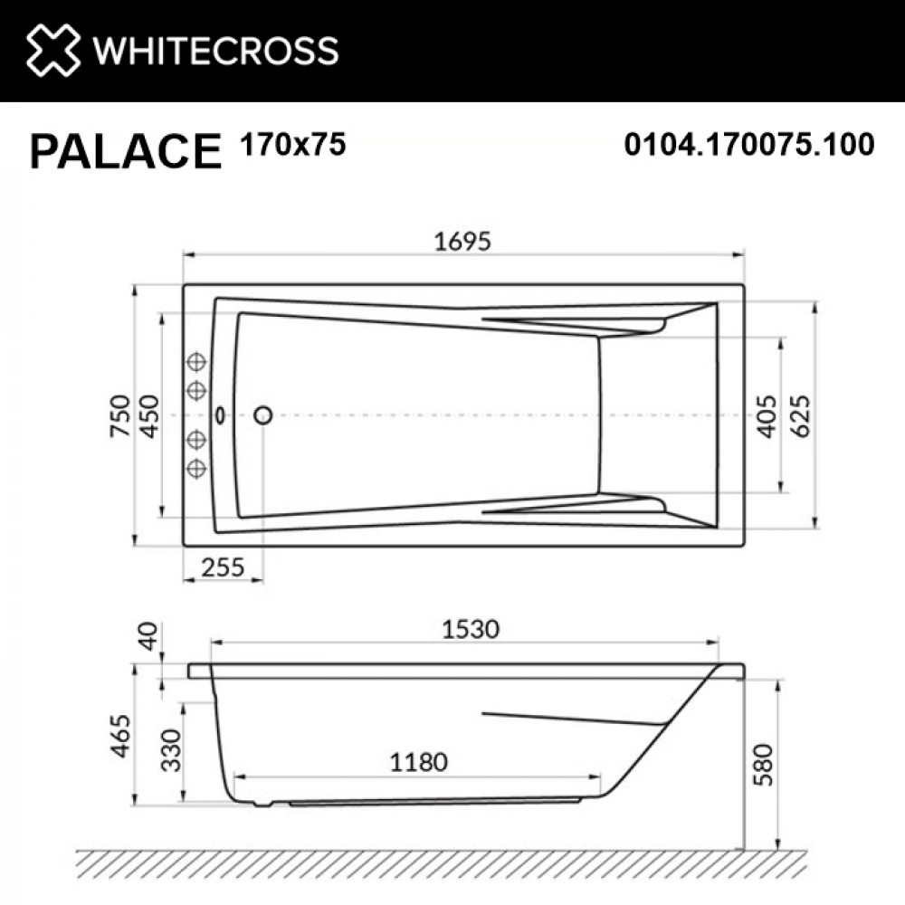 Ванна WHITECROSS Palace 170x75 акрил