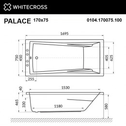 Ванна WHITECROSS Palace 170x75 SMART бронза