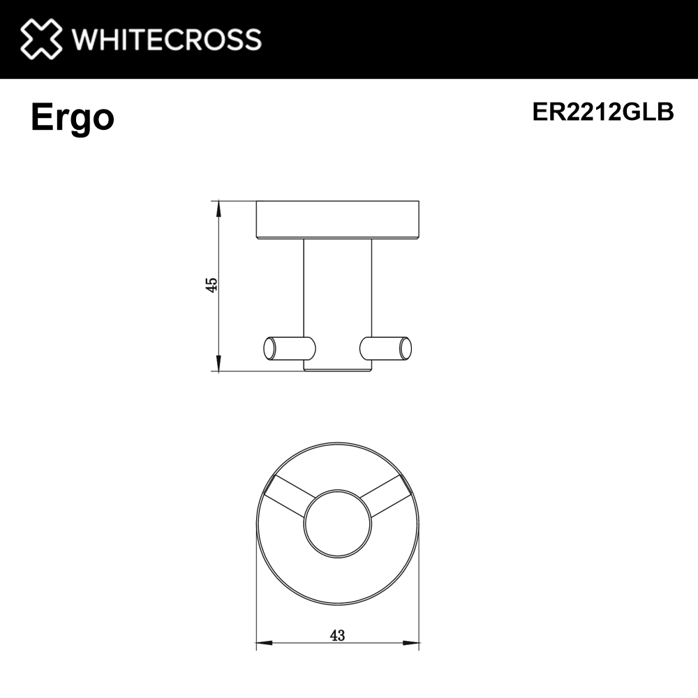 Крючок двойной WHITECROSS Ergo ER2212GLB брашированное золото