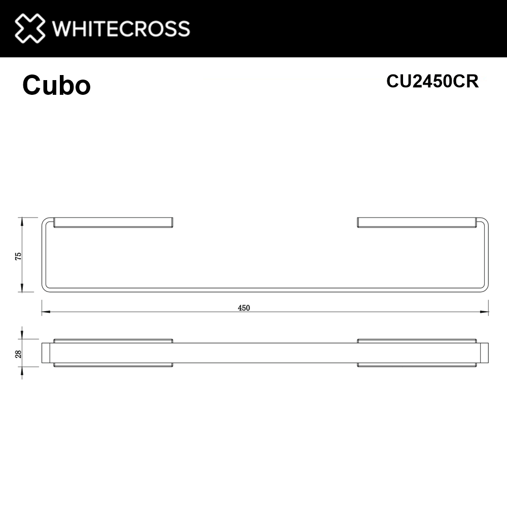 Полотенцедержатель 450 мм. WHITECROSS Cubo CU2450CR хром