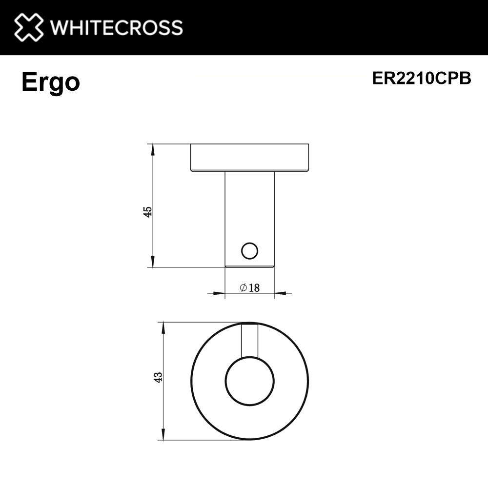 Крючок WHITECROSS Ergo ER2210CPB брашированная медь