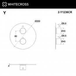 Внешняя часть смесителя на 2 потребителя WHITECROSS Y1236CR хром