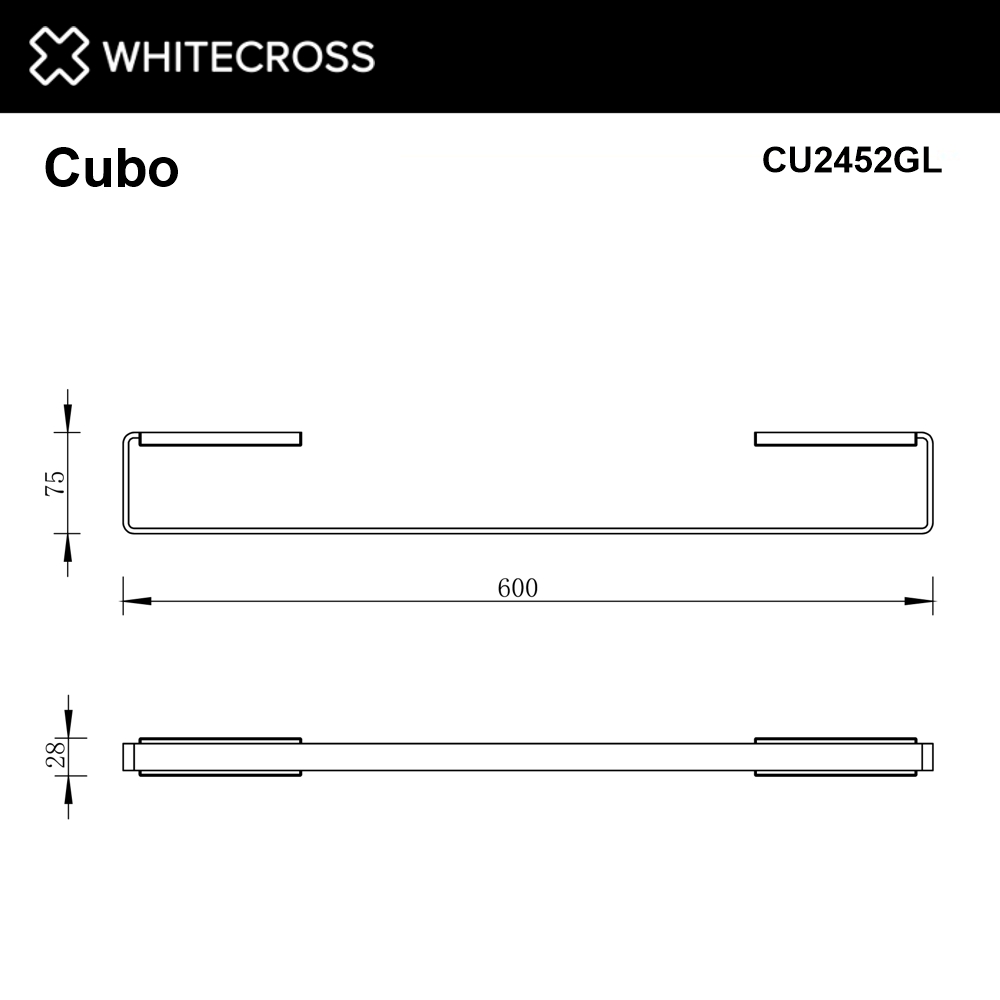 Полотенцедержатель 600 мм. WHITECROSS Cubo CU2452GL золото