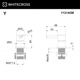 Смеситель для умывальника скрытого монтажа WHITECROSS Y1214GM оружейная сталь