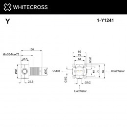 Встраиваемая часть смесителя на 1 потребитель WHITECROSS Y1241