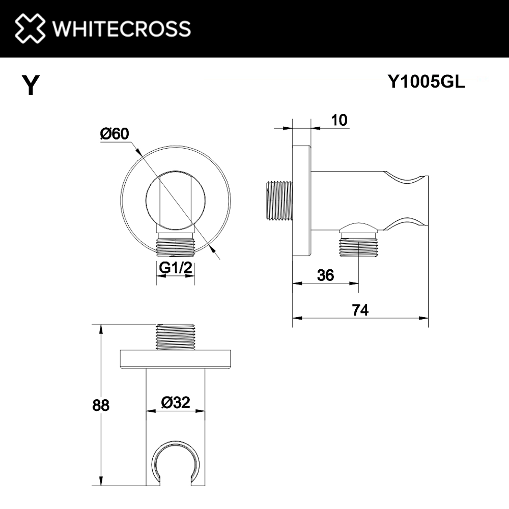 Угловой соединительный элемент WHITECROSS Y1005GL золото