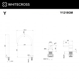 Смеситель для умывальника с выносным управлением WHITECROSS Y Y1218GM оружейная сталь