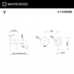 Внешняя часть смесителя для умывальника WHITECROSS Y1226NIB брашированный никель