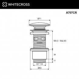Донный клапан WHITECROSS A707CR хром