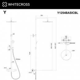 Термостатическая душевая система наружного монтажа WHITECROSS Y Y1254BASICBL черный мат