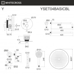 Система для душа скрытого монтажа WHITECROSS Y YSET04BASICBL черный мат