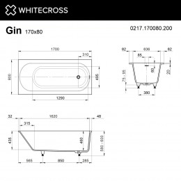 Ванна WHITECROSS Gin 170x80 белый мат иск. камень