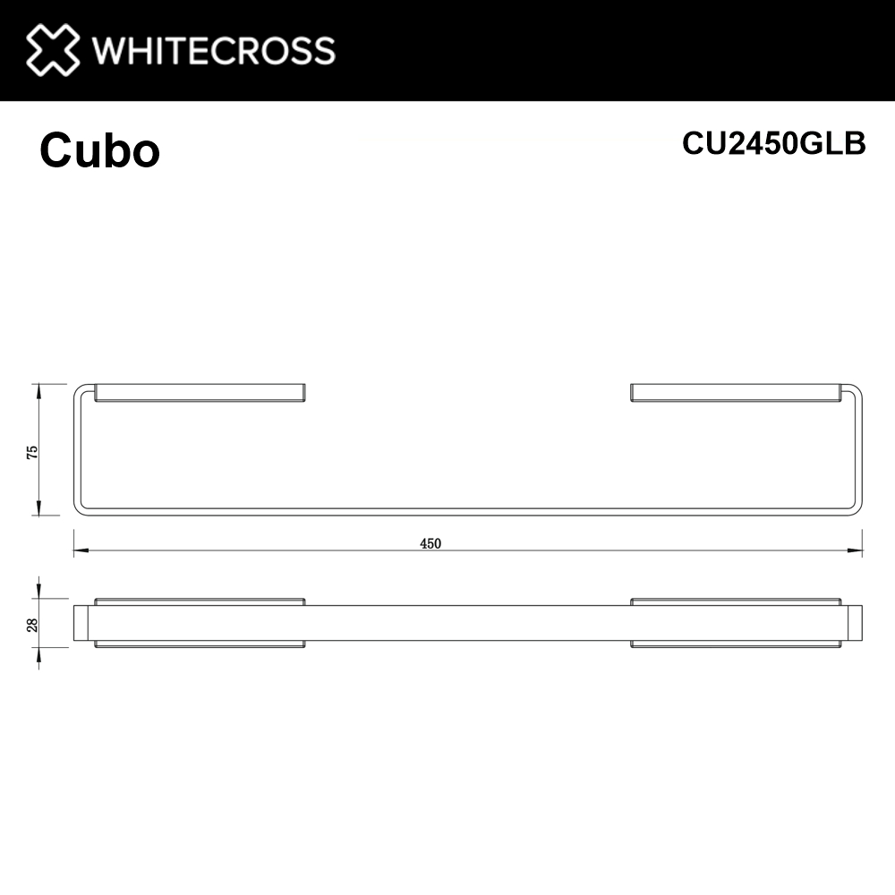 Полотенцедержатель 450 мм. WHITECROSS Cubo CU2450GLB брашированное золото