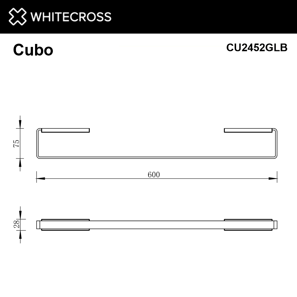 Полотенцедержатель 600 мм. WHITECROSS Cubo CU2452GLB брашированное золото
