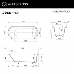 Ванна WHITECROSS Jess 170x71 белый мат иск. камень