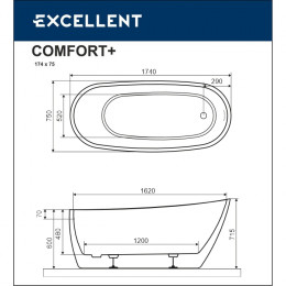 Ванна EXCELLENT Comfort 2.0 175x74 белая/белая