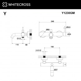 Смеситель для ванны WHITECROSS Y Y1230GM оружейная сталь