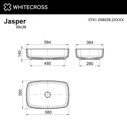 Умывальник WHITECROSS Jasper 58x38 RAL мат иск. камень