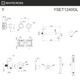 Смеситель для ванны скрытого монтажа WHITECROSS Y YSET1240GL золото